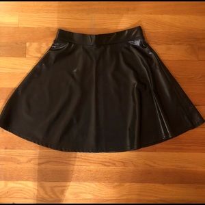 Black Skater Skirt Faux Leather